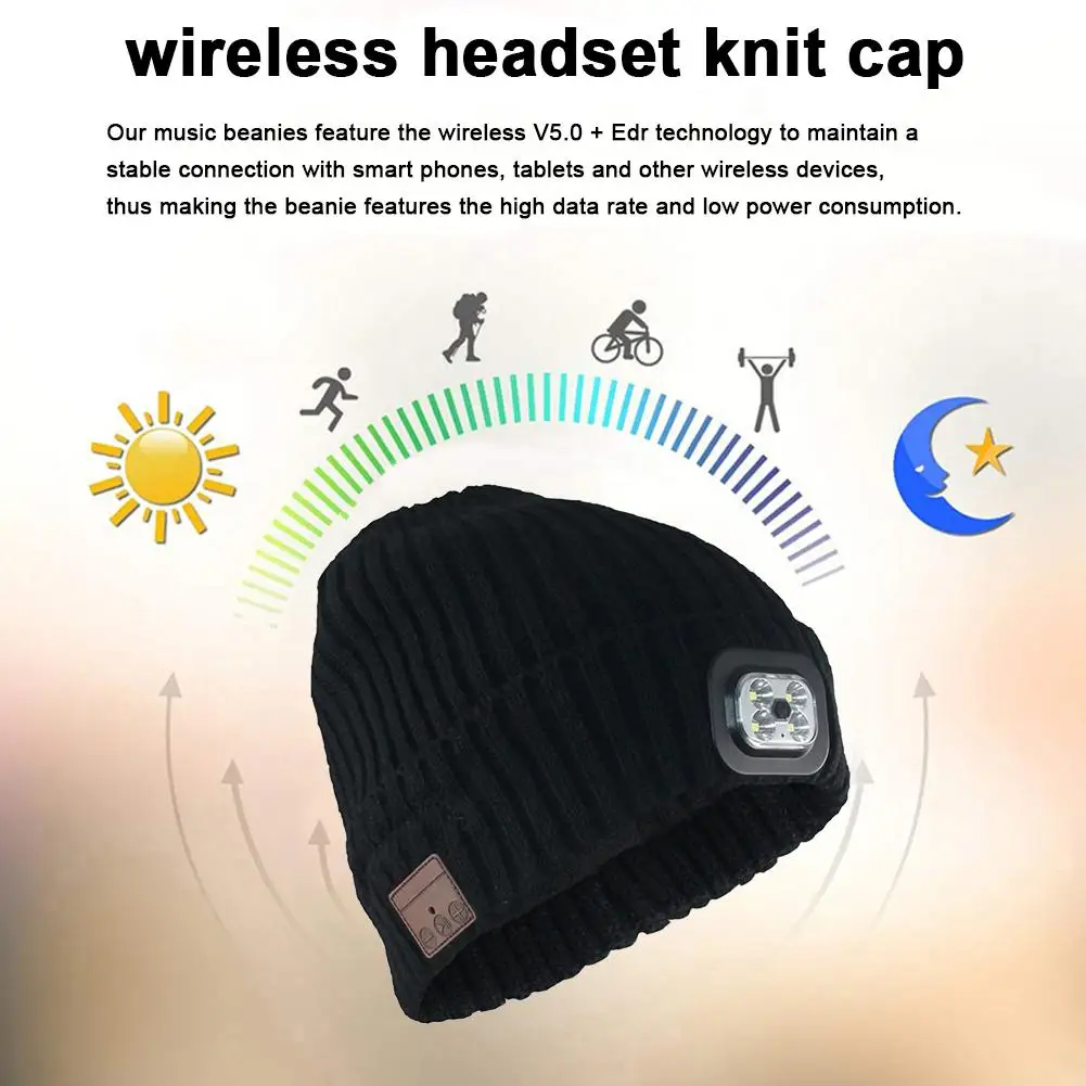 Bluetooth Hat Беспроводная Bluetooth Beanie музыкальная вязаная шапка умная шапка гарнитура наушники Динамик для спорта на открытом воздухе прогулки