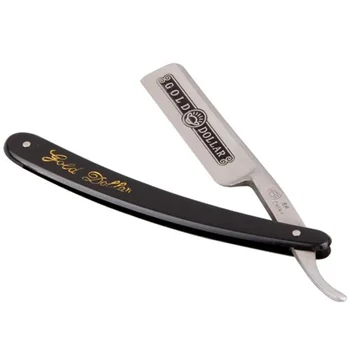 

Gold Dollar 66 Classic Steel Straight Edge Salon Barber Shaving Razor Shaver (Black+Silver)