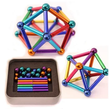 

3D DIY Magnetic Building Blocks Magnetic Designer Magnet Sticks & Metal Balls Brain Training Toys For Children Adults Gifts