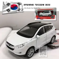 WELLY 1/36 масштаб тяните назад Модель автомобиля игрушки Корея hyundai Tucson ix35 SUV литая модель металлическая модель автомобиля игрушка для