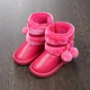 Babys Girls Pom Pom Snow Boots Childrens Winter Warm Shoes Toddler Infant Little Kids Ankle Boots Fur Lining Princess Kids Shoes ► Photo 3/6