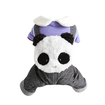 

New Small Dog Clothes Pet Cotton Warm Costume Winter Warm Cute Panda Printed 4-legged Clothes Jumpsuit Supply