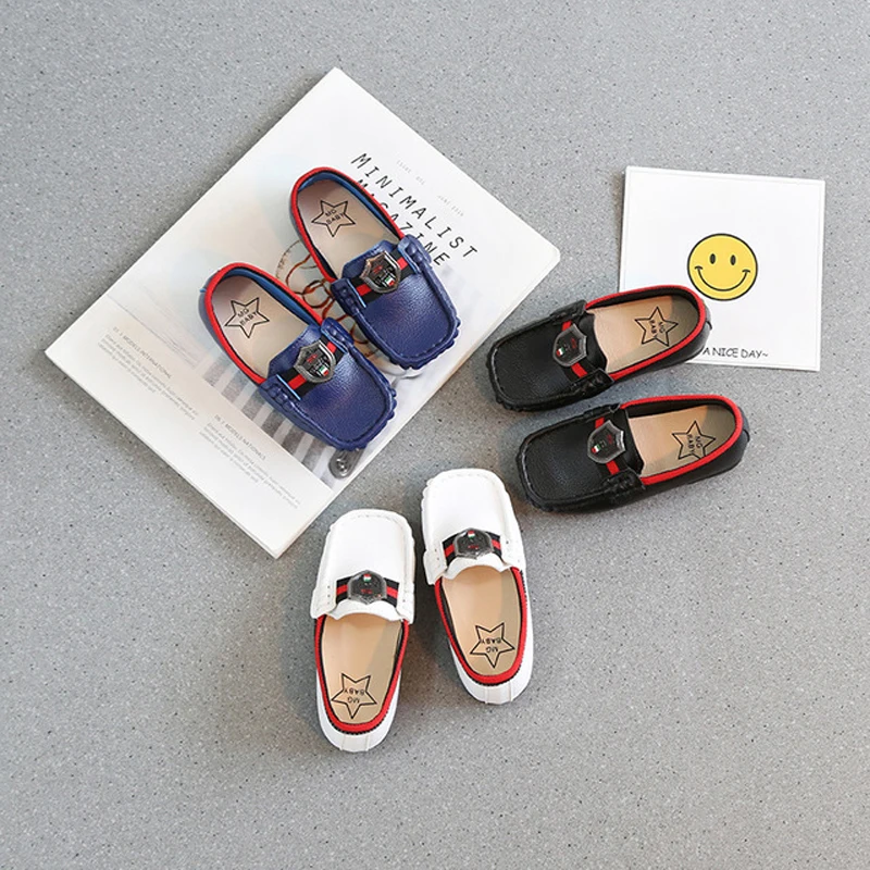 Детская обувь для девочек лоферы мальчиков повседневная кожаная в горошек