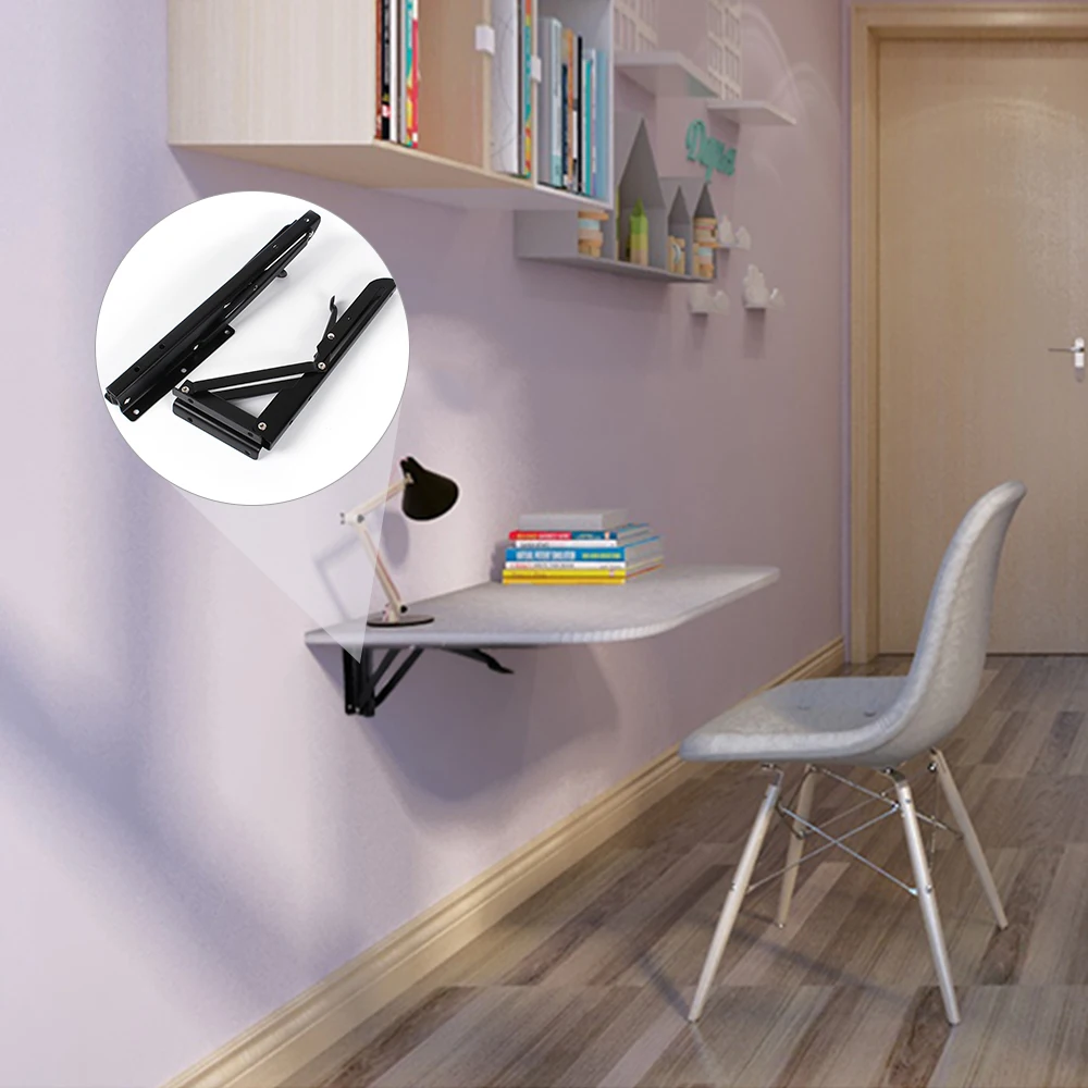 

\2pcs/set Folding Triangular Brackets Wall Heavy Duty Carbon Steel Triangle Table Bench Shelf Bracket with Mounting Screws