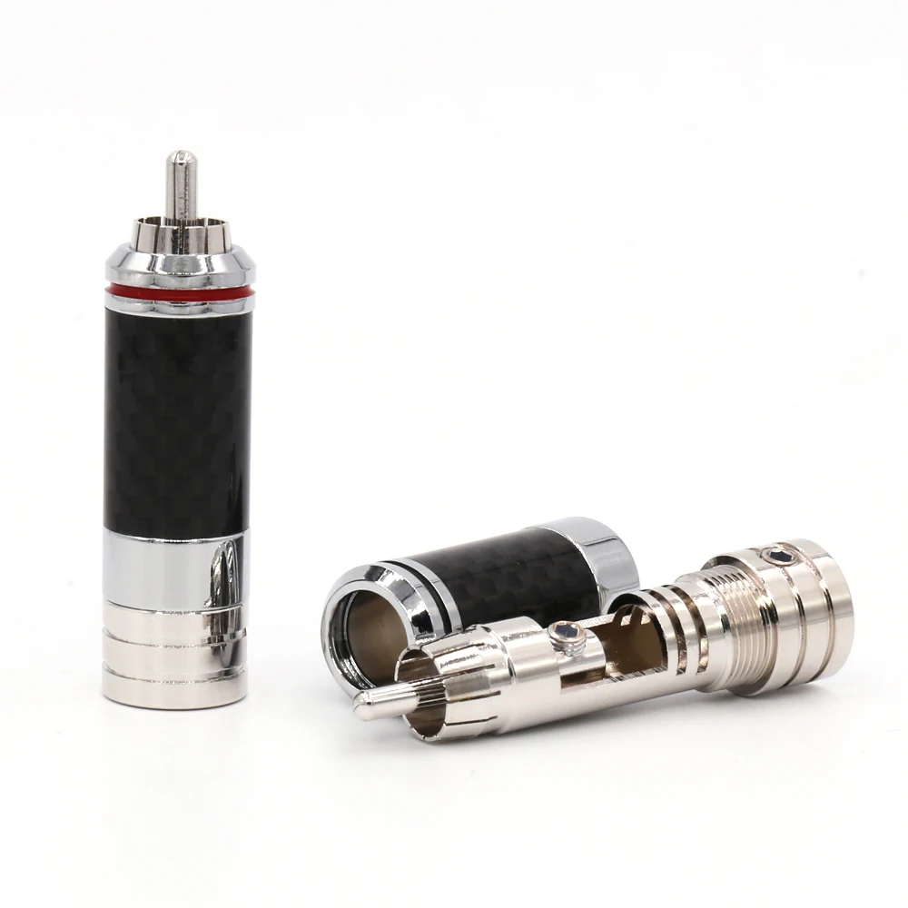 HI FI родием RCA Plug углеродного волокна 9 мм аудио Акустический кабель Phono разъем