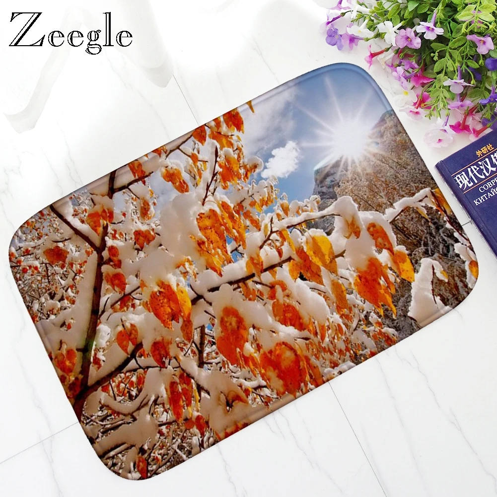 Christmas Floor Mat Absorbent Foot Rug Entrance Doormat Flannel Non Slip Door Mat Hallway Bathroom Bedside Carpet Kids Room Mats