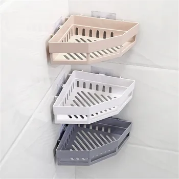 

Plastic Suction Cup Bathroom Kitchen Storage Rack Organizer Shower Shelf Random Holes Popular Item