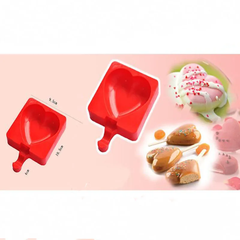 Hot Sale Silicone Cute Ice Pop Molds Popsicle Molds Ice Trays Ice Cream Maker Frozen Holder Mould with Sticks Kitchen Tools - Цвет: love