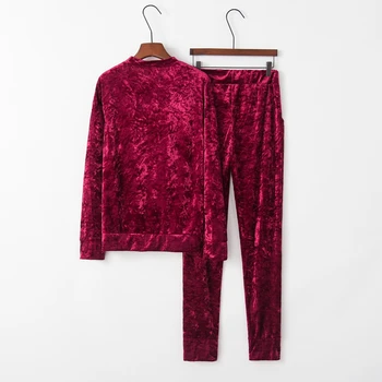 

FREE OSTRICH Velvet Sport Sets 2019 Warm Women Winter Autumn Top+Sweatpants Warm Outfits Running 2pcs Suit Sportswear 1011