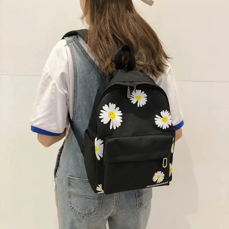 

Weysfor Vogue Daisy Pattern Canvas Backpack Female School Backpack for Teenager Girls Large Travel Backpack Book Bags Mochila