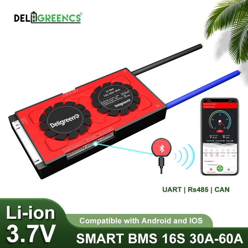 Smart BMS 16S 30A 40A 60A with Bluetooth UART 485 CAN for 60V Li-ion Battery EV Ebike Power storage | Электроника