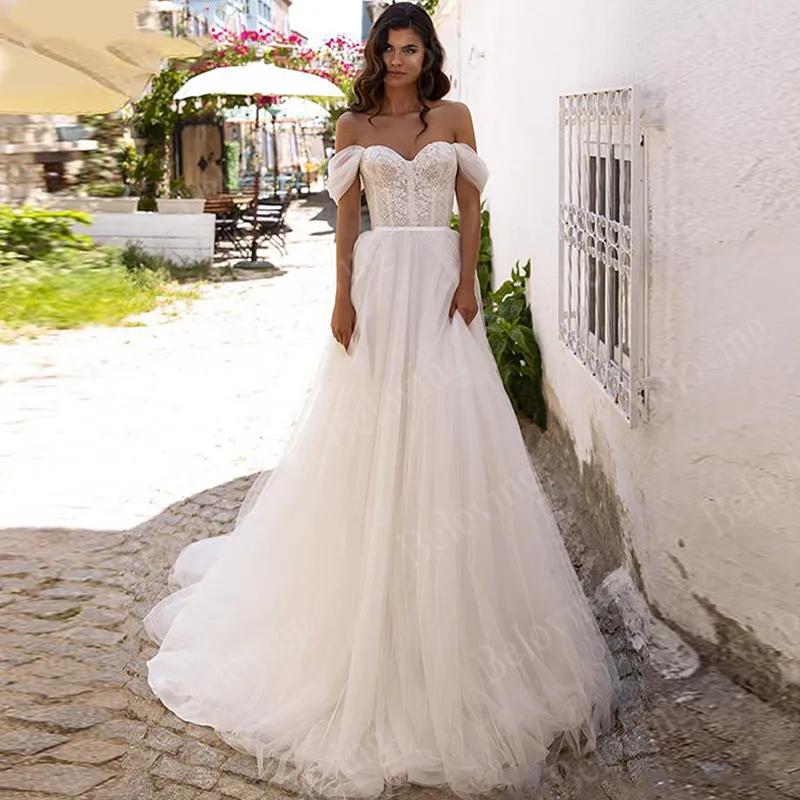 Sexy Off Shoulder Lace Tulle A Line 