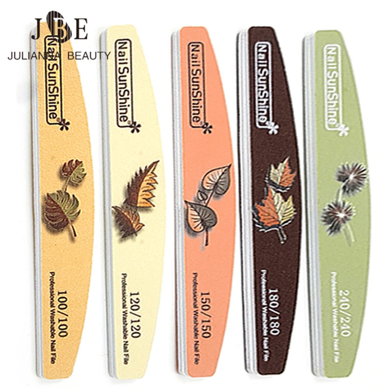 

3/6/10Pc Leaf Pattern Nail Files Buffer For Nail Care 100/150/180/240 Limas Tool Supplies Professional Strong Thick Sanding File