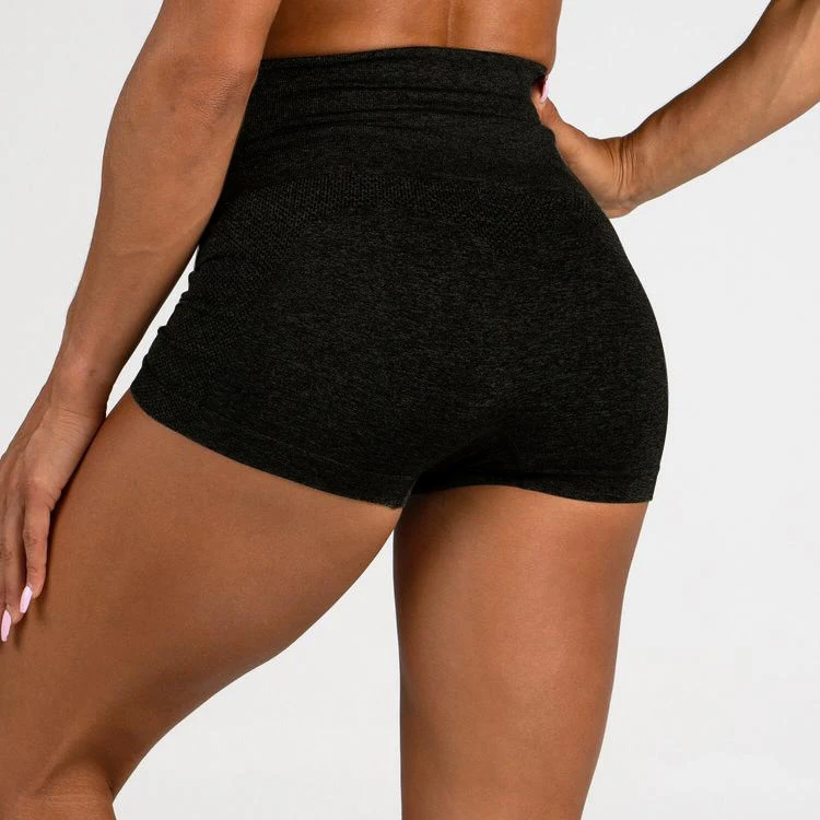 Blesskiss Seamless Gym Yoga Shorts High Waist Fitness Sport Shorts Women Spandex Ladies Sexy Scrunch Butt Workout Short Leggings - Цвет: black
