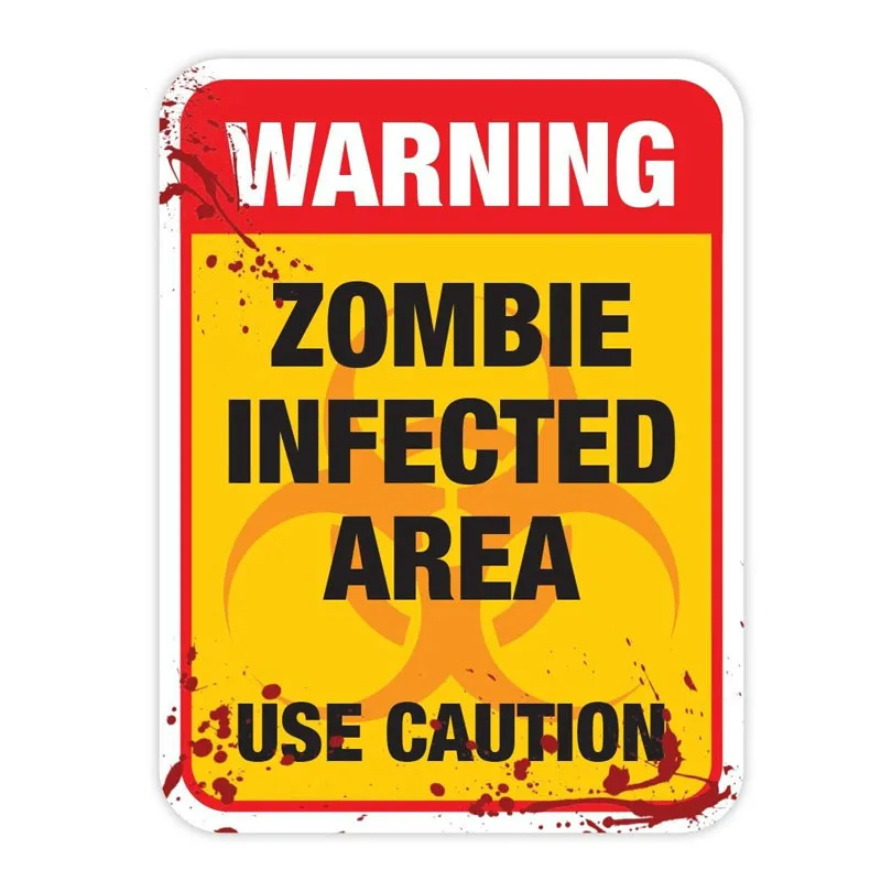 

Funny ZOMBIE Warning Quarantine Infected Area Cautionn Car Stickers and Decals Bumper Window Laptop Decal Accessories KK16*12cm