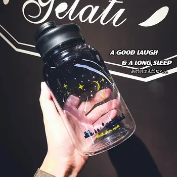 

Creative Glass Water Bottle with Sleeve Gradient Color Portable Outdoor Sport Water Bottles Leakproof Camping Bottle BpaFree Cup