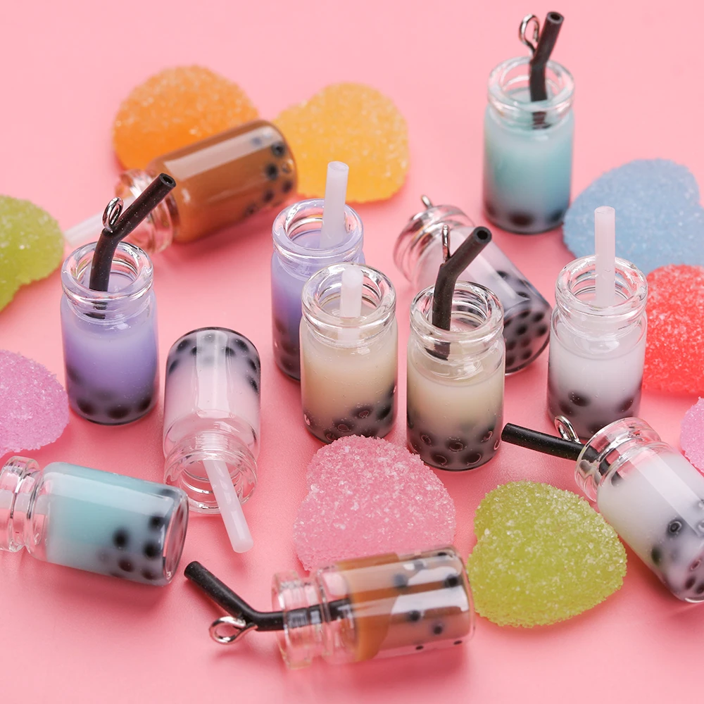 

10Pcs Miniature Bottle Pearl Milk Tea Cup Figurine Jewelry Tool DIY Earring Accessories Jewelry Making Pendants Home Decor Craft