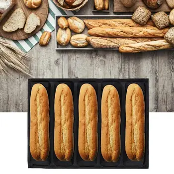 

5 Grids Kitchen Silicone Perforated Non-Stick Baking French Baguette Bread Mold Pan Tray Non-stick Silicone Baking Mold