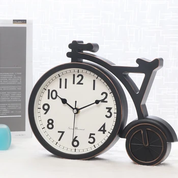 

Hot Sale Fashion Bicycle Table Clock Home Decoration Living Room Office Desk Clock Plastic Silent Quartz Bedroom Clock Vintage