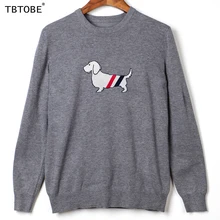 

2021 men's cotton pullover sweater classical style with a dog embroidery solide design for man round neck winter sweaters free