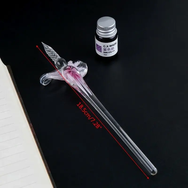 

Glass Calligraphy Pen Crystal Glass Dip Ink Pen Set Non-Carbon Ink Signature Pens Writing Tools SEP99
