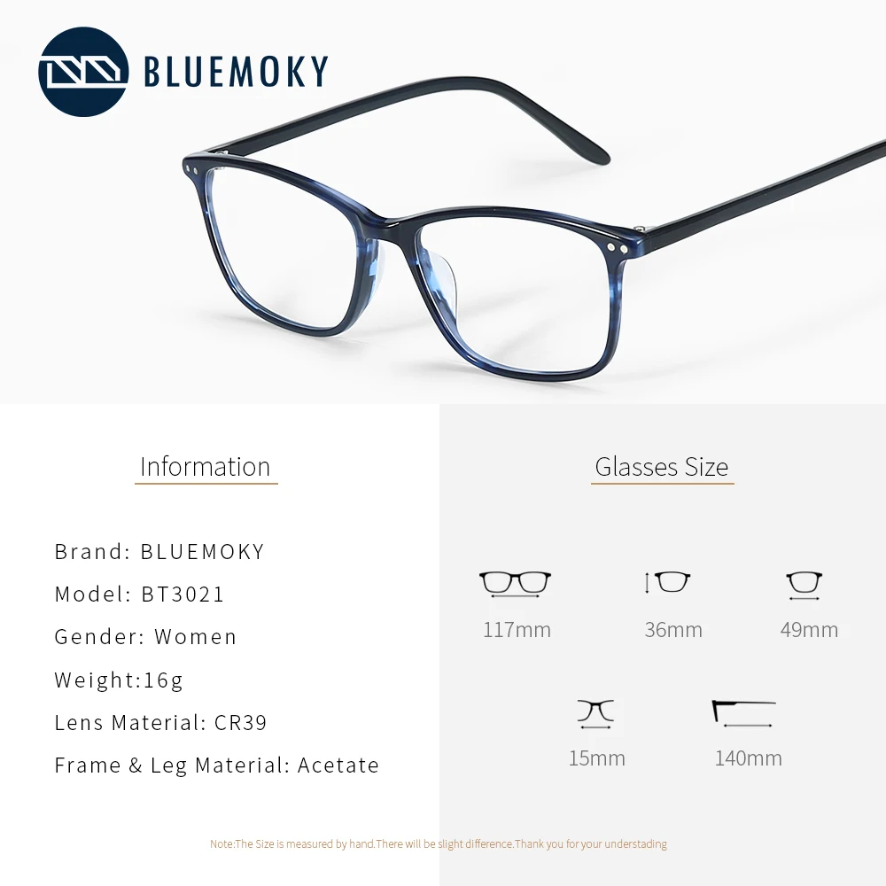 BLUEMOKY ацетатные очки, оправа полуовальная, модные очки, анти-голубые лучи, очки по рецепту, очки, BT3021