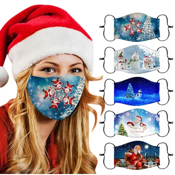 

Christmas Washable Reusable Breathable Protective Cotton Face Mask of 5 Pack Mouth Caps Windproof Face Shield mascarillas