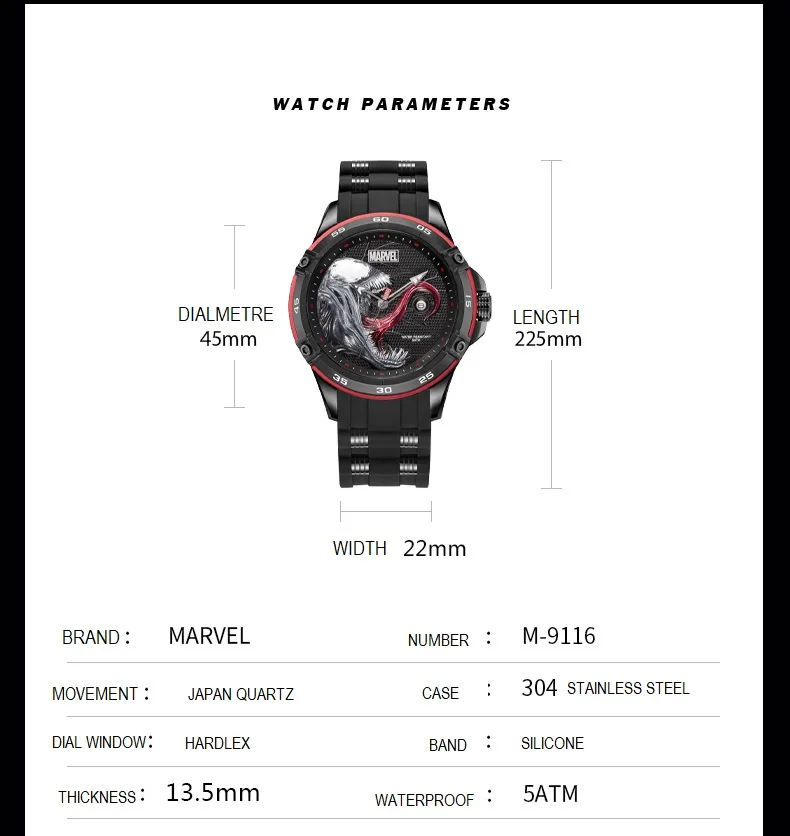 Mens Watch Official Marvel VENOM M9116