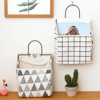 

1pc Bedroom Dormitory Simple Wall-Mounted Storage Bag Room Bedside With Hook Magazine Storage Bag
