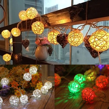 

1.2M 10LED Rattan Ball LED String Lighting Wedding Party Curtain Light
