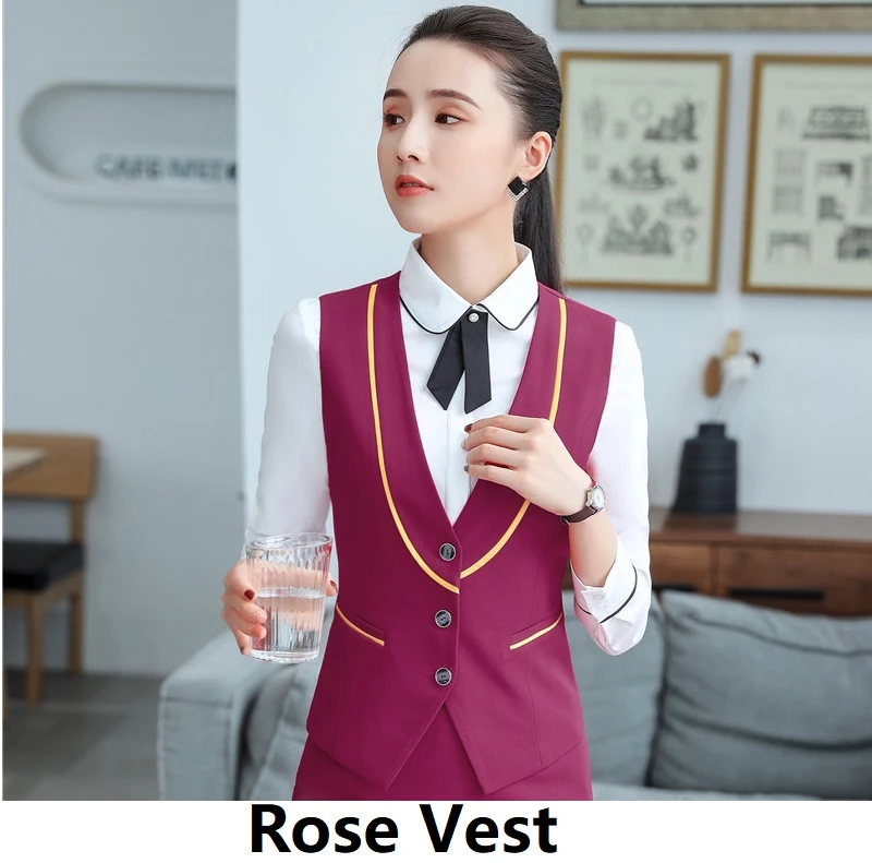 Rose Модные стильные элегантные красные женские формальные жилеты пальто и жилет для женщин Бизнес Рабочая одежда блейзеры женские Топы Одежда блейзеры - Цвет: Rose