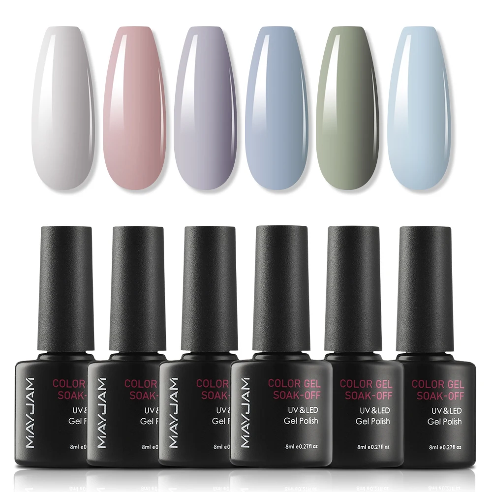 Gel Nail Polish Set All for Manicure Gel Kit Vernis Semi Permanent Varnish Hybrid 6pcs 8ml Natural Green Soak Off Gel Varnishes