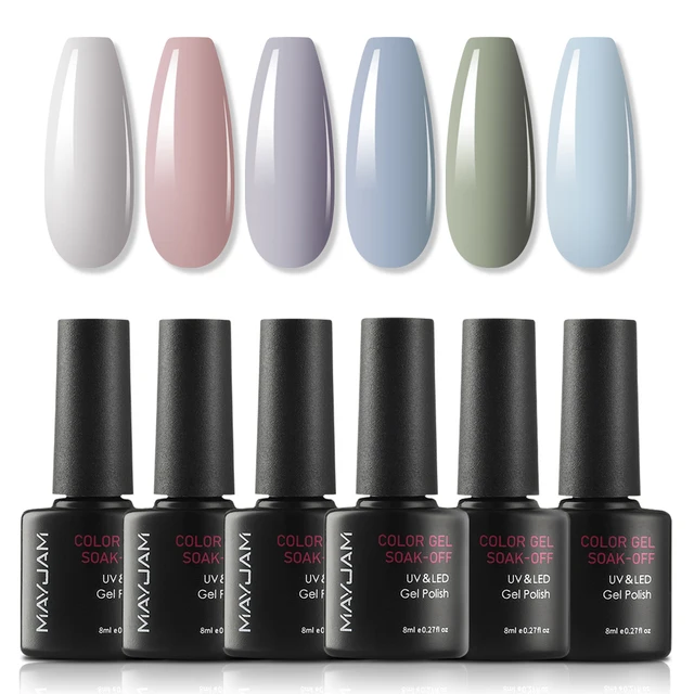 Gel Nail Polish Set All for Manicure Gel Kit Vernis Semi Permanent Varnish Hybrid 6pcs 8ml Natural Green Soak Off Gel Varnishes SY5671