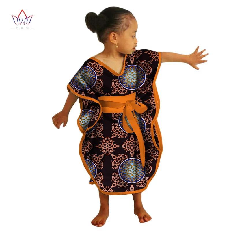 Африканские Детские платья с принтом Дашики, хлопковые восковые одинаковые платья в африканском стиле, Детская летняя одежда размера плюс, WYT69 - Цвет: 3