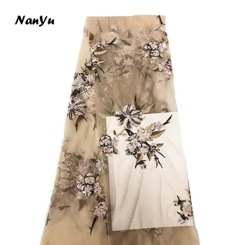 

Popular Garment Material Flowers Sequin Embroidery Net Fabric 5yards/lot