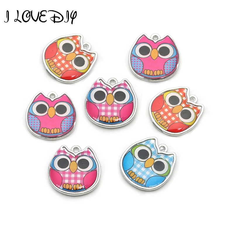 

10Pcs Mixed Cute Owl Pendant Alloy Enamel Owl Charms for Jewelry Making DIY Findings Women Bracelet Necklace Accessories