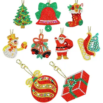 

8pcsDIY Keychain Set Christmas Gift Keychain Making Arts And Crafts Keychain Mobile Phone Strap Decoration Christmas Gift
