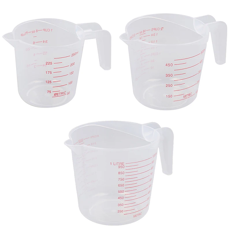 Mainstays 3-Piece Plastic Measuring Cups Set with Spouts, Clear 