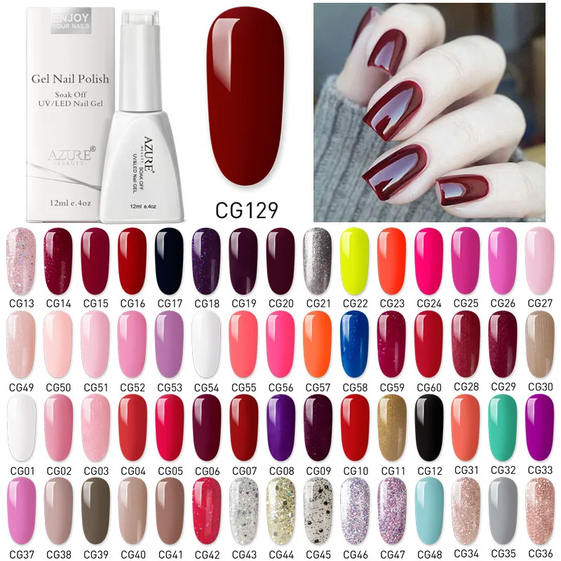 

Azure Beauty 119 Colors Led Gel Nail Polish 12ML Soak Off Semi Permanent Nail Polish Led Long Lasting Hybrid Glitter UV Gel