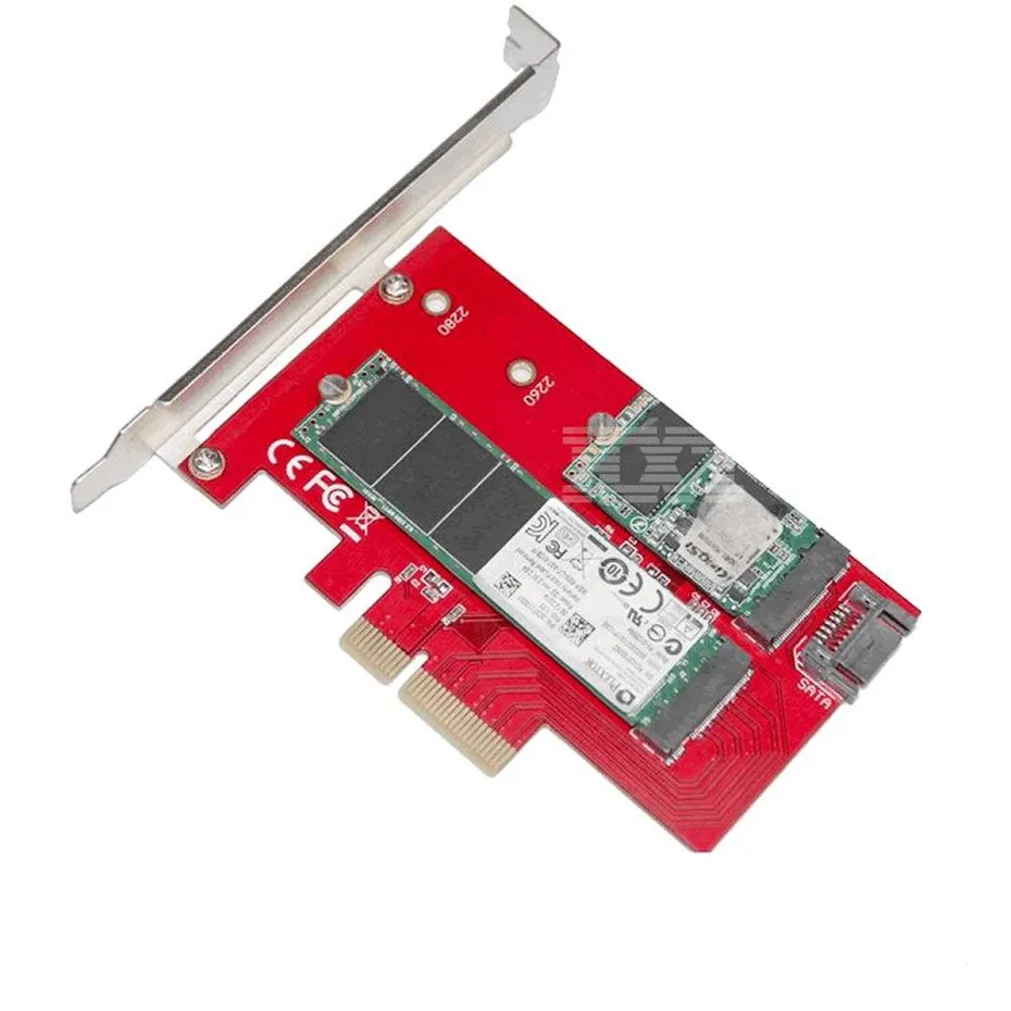 2 портовый адаптер Sedna NGFF M.2 B + M Key SSD для PCI E Express 4X 4 полосы с низкопрофильным