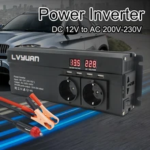 Inversor de led para carro, 6000w, pico de dc 12v/24v para ac 220v, display led, e tomada eu, inversor de energia, transformador, carregador