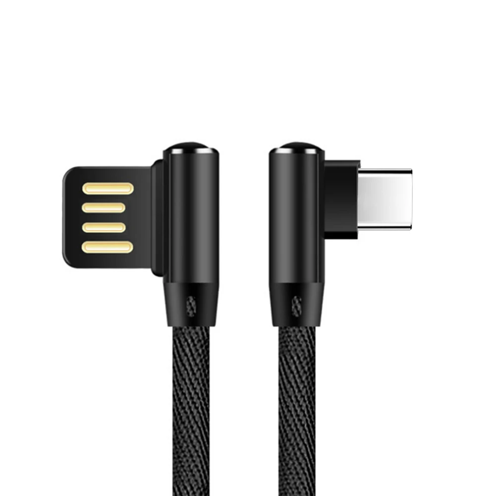 Черный OXEN двойной локоть usb type-C кабель для xiaomi redmi Note 7 mi A2 Для samsung S9 S10 мобильный телефон Быстрая зарядка type-C кабель USB C - Цвет: Черный