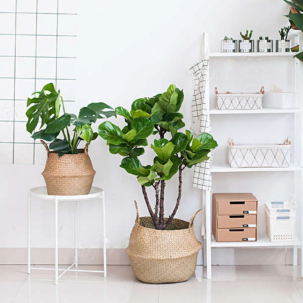 

Home decor Pastoral Wind Straw Folding Flower Pot Storage Basket Living Room Flower Gardening Decoration Portable Flower Basket