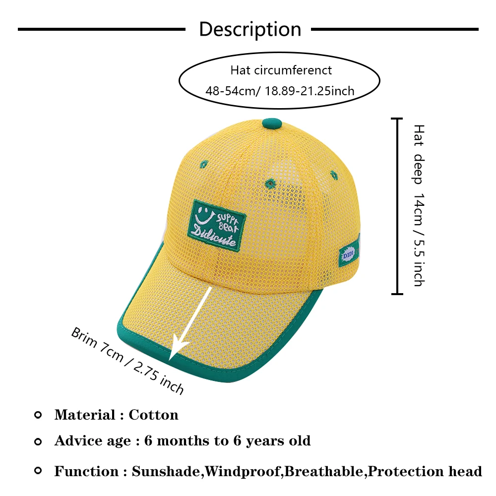 baseball dad hats New Boy Baseball Cap Summer Adjustable Letter Kids Snapback Hats Outdoor Breathable Toddler Baby Girl Mesh Hat  1 2 3 4 5 Years khaki green baseball cap