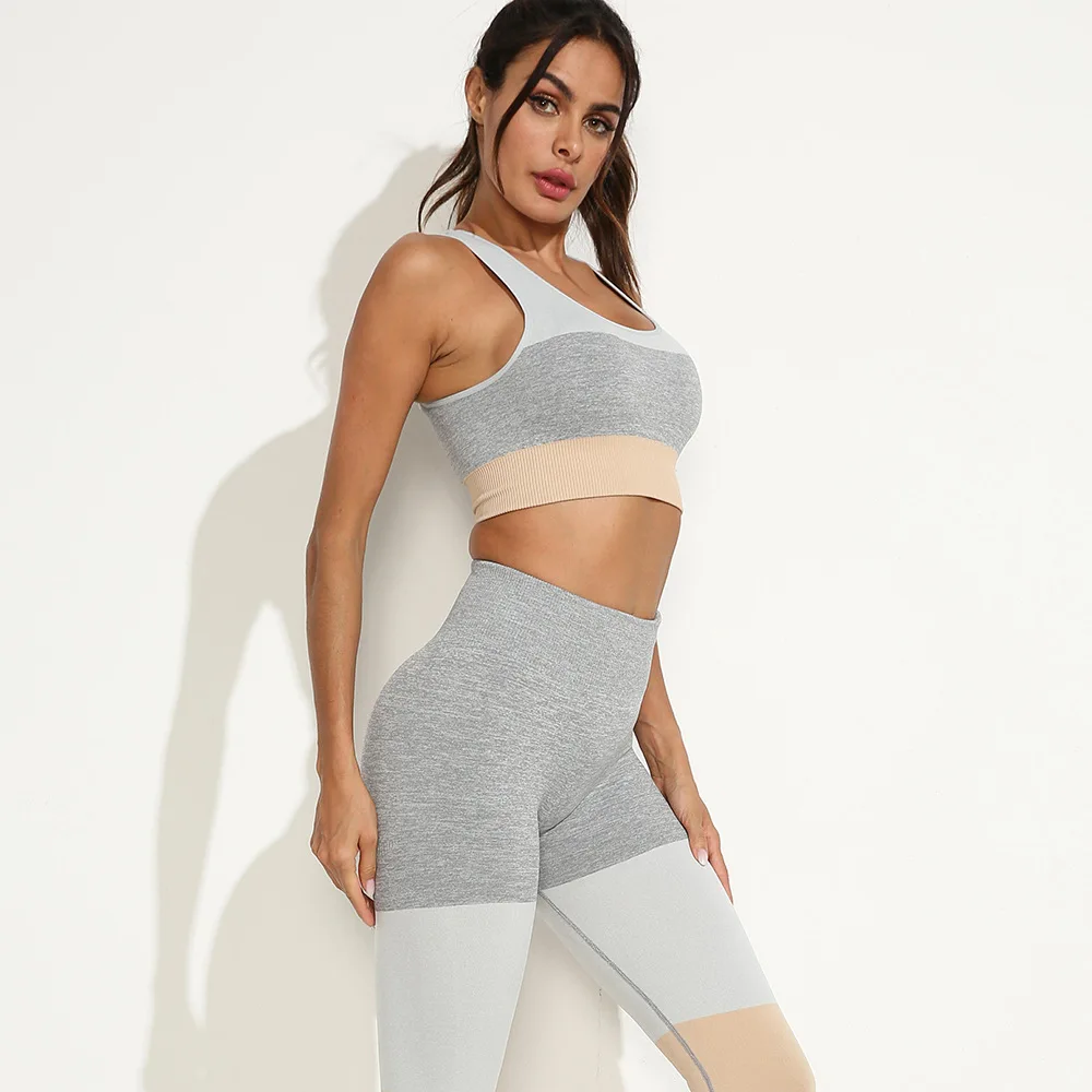

Women Yoga outfit Gym Set padded crop Bra high waist Push Up Leggings Stretchy Running Workout Sports fitness Suit Sportswear
