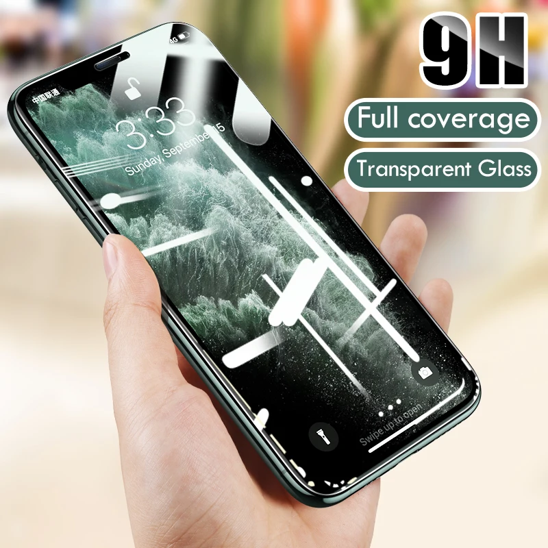 

9H Full Cover Tempered Glass For iphone X XS 11 Pro Max XR 7 8 Screen Protector Protective Glass on iphone 7 8 6 6s Plus 11 Film