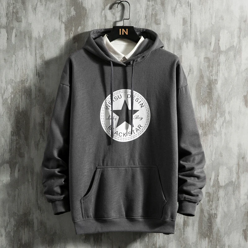 Темно-серый Spring Autumn Male Sweatshirts Warm Fleece Coat Men Hoodies Brand Street Hip hop Casual Hooded Hoody Skateboard Plus Size - Цвет: Темно-серый