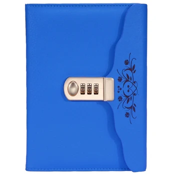

Sky Blue Hot Leather Notebook Business Personal Diary with Lock Code Thick Notepad Stationery