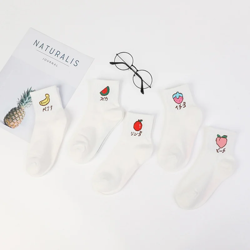Autumn Winter 5PC Socks For Women Cotton Socks Art Funny Cartoon Print Breathable Socks Couple Socks Cheap Socks