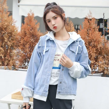

Coat Spring And Autumn Clothes 2020 New Women Denim Coat Students Loose Cute Baseball Uniform